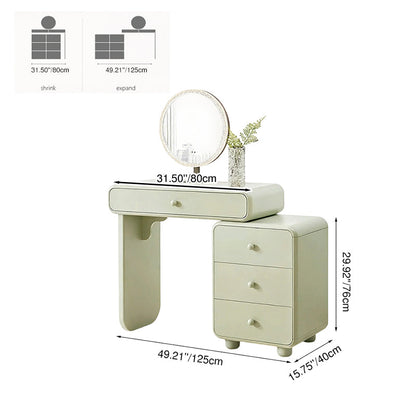 Cream Style Vanity Desk With Expandable Drawer Cabinet - Modern Minimalist MDF Particle Board Bedroom Makeup Vanity With 4 Drawers