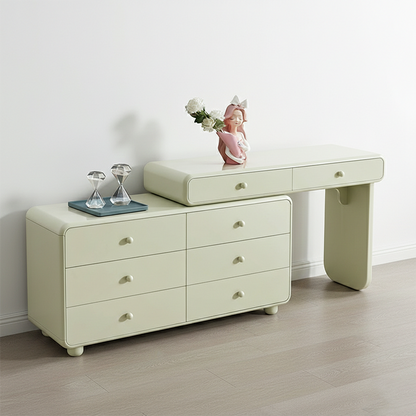 Expandable Modern Vanity Desk With 8 Drawers - MDF & Solid Particle Board Minimalist Makeup Vanity With Storage For Bedroom