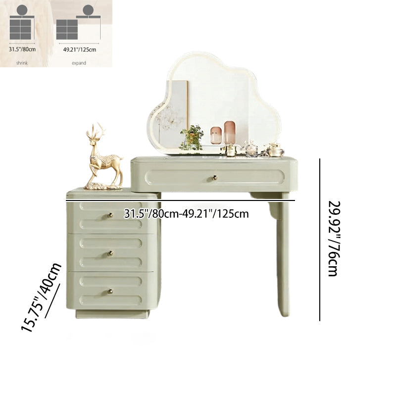 Expandable Modern Vanity Desk With 3-Drawer Cabinet - MDF & Solid Particle Board Minimalist Makeup Vanity With Storage For Bedroom