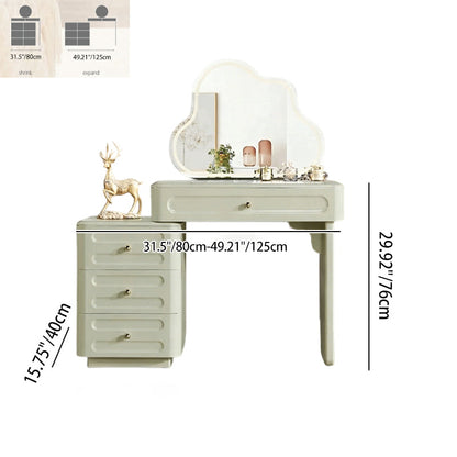 Expandable Modern Vanity Desk With 3-Drawer Cabinet - MDF & Solid Particle Board Minimalist Makeup Vanity With Storage For Bedroom