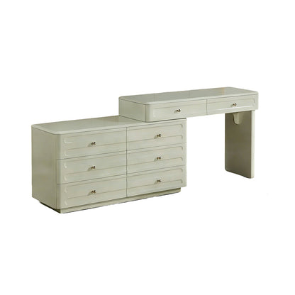 Space-Saving Expandable Dressing Table With Storage - Modern Minimalist MDF & Solid Particle Board Makeup Vanity With 8 Drawers For Bedroom
