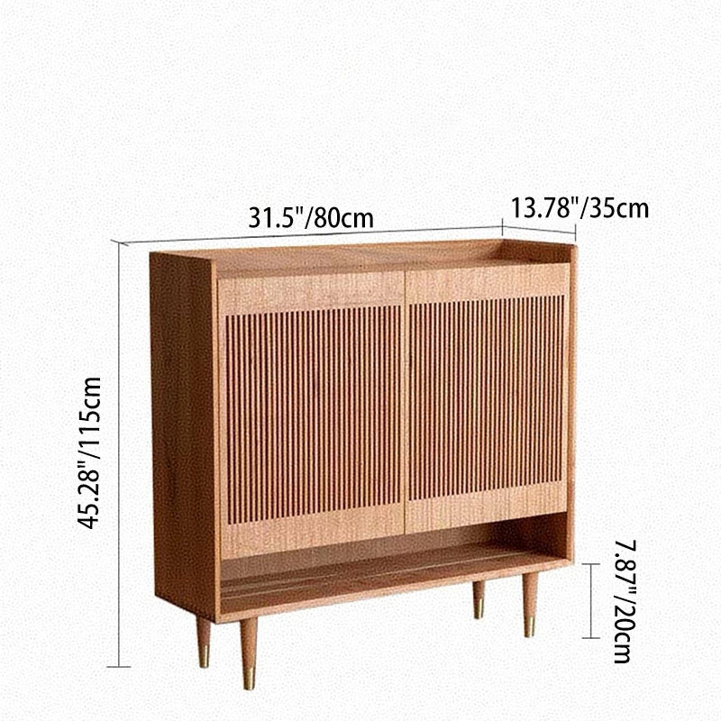 Contemporary Nordic Solid Wood Rectangular Shoe Storage With 6-Tier Ventilated Entryway & Living Room Organizer