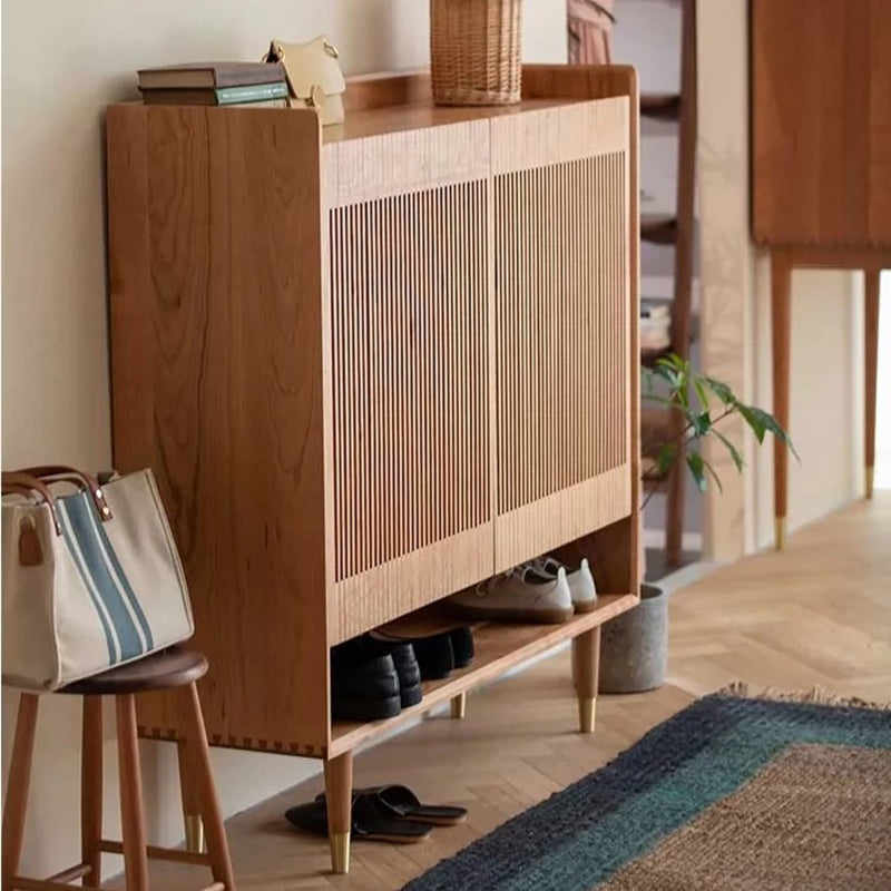 Contemporary Nordic Solid Wood Rectangular Shoe Storage With 6-Tier Ventilated Entryway & Living Room Organizer