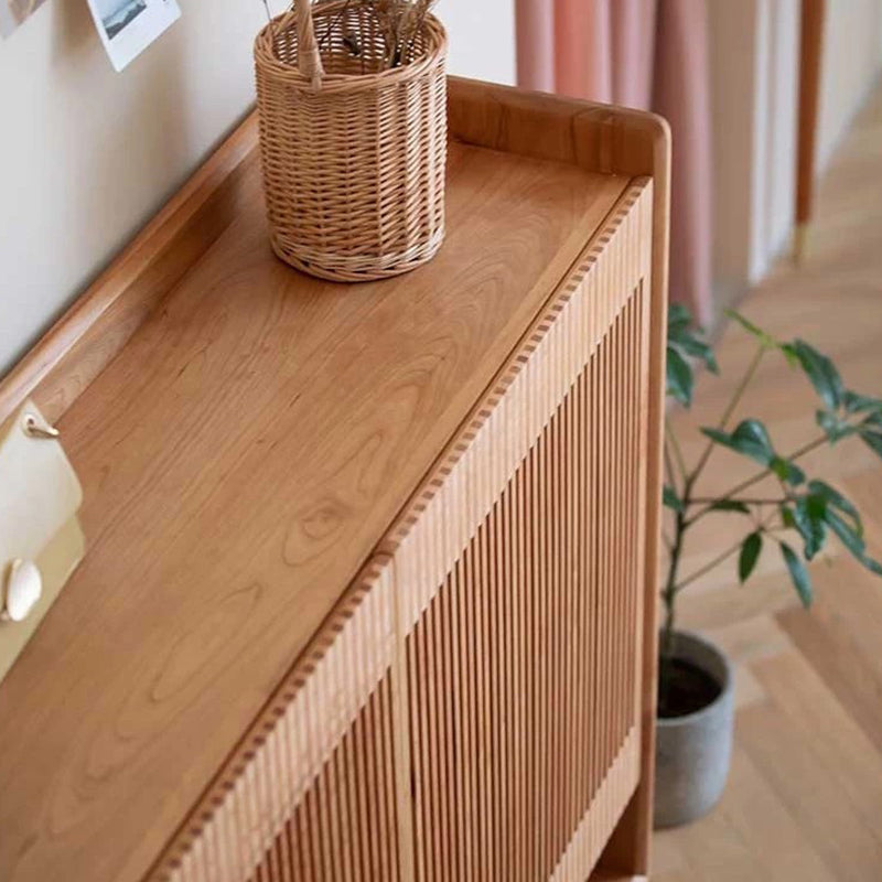 Contemporary Nordic Solid Wood Rectangular Shoe Storage With 6-Tier Ventilated Entryway & Living Room Organizer