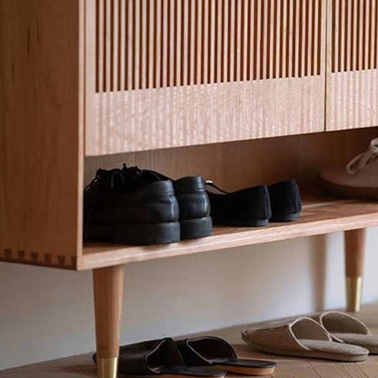 Contemporary Nordic Solid Wood Rectangular Shoe Storage With 6-Tier Ventilated Entryway & Living Room Organizer