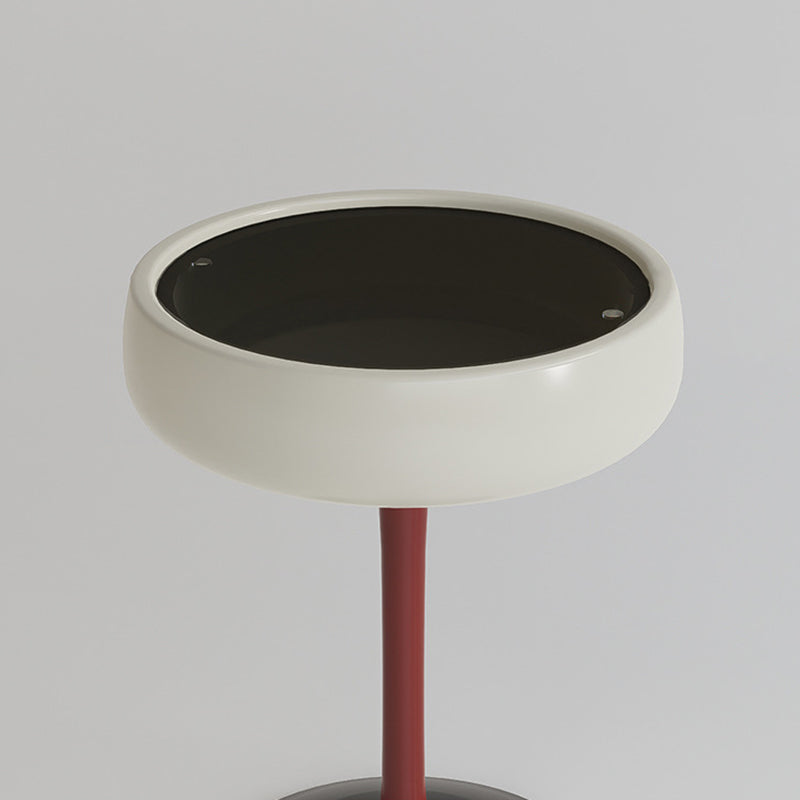 Contemporary Creative Fiberglass Wine Glass Shape Round Side Table With Tempered Glass Top 2-Tier Storage For Living Room & Bedroom