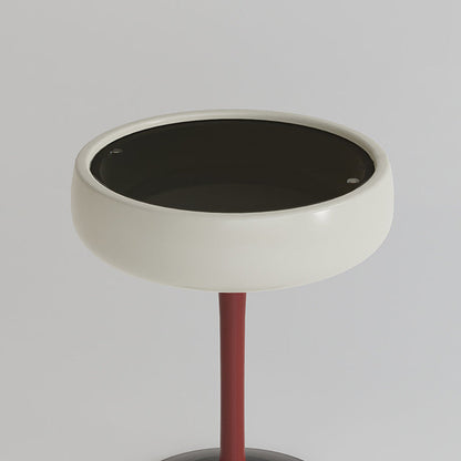 Contemporary Creative Fiberglass Wine Glass Shape Round Side Table With Tempered Glass Top 2-Tier Storage For Living Room & Bedroom