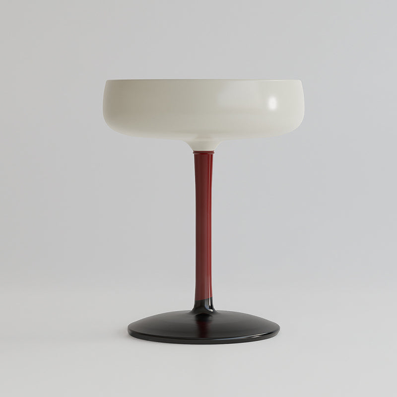Contemporary Creative Fiberglass Wine Glass Shape Round Side Table With Tempered Glass Top 2-Tier Storage For Living Room & Bedroom