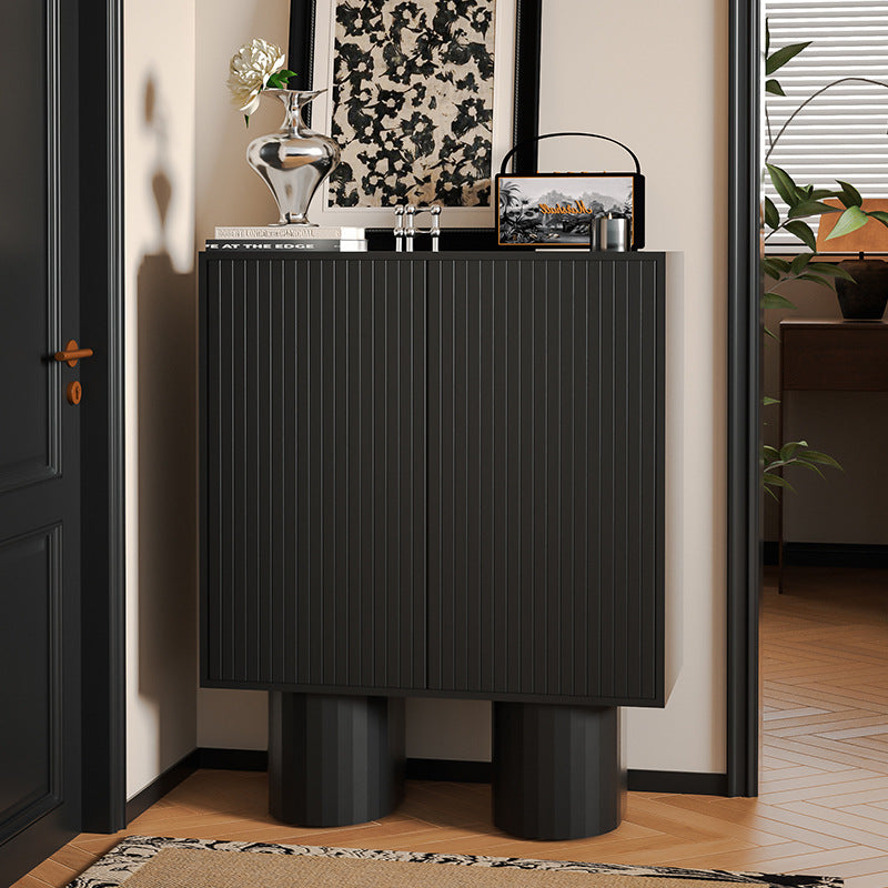 Contemporary Nordic Oak Veneer MDF Tempered Glass Rectangular Storage Cabinet With 4-Tier For Living Room