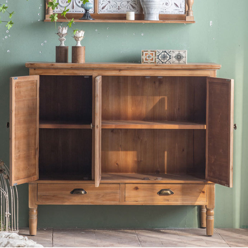 Traditional French Iron Solid Wood & MDF Rectangular Patterned Storage Cabinet With 2/3-Tier For Living Room