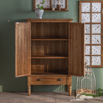 Traditional French Iron Solid Wood & MDF Rectangular Patterned Storage Cabinet With 2/3-Tier For Living Room