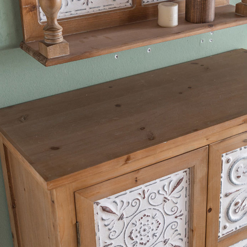 Traditional French Iron Solid Wood & MDF Rectangular Patterned Storage Cabinet With 2/3-Tier For Living Room
