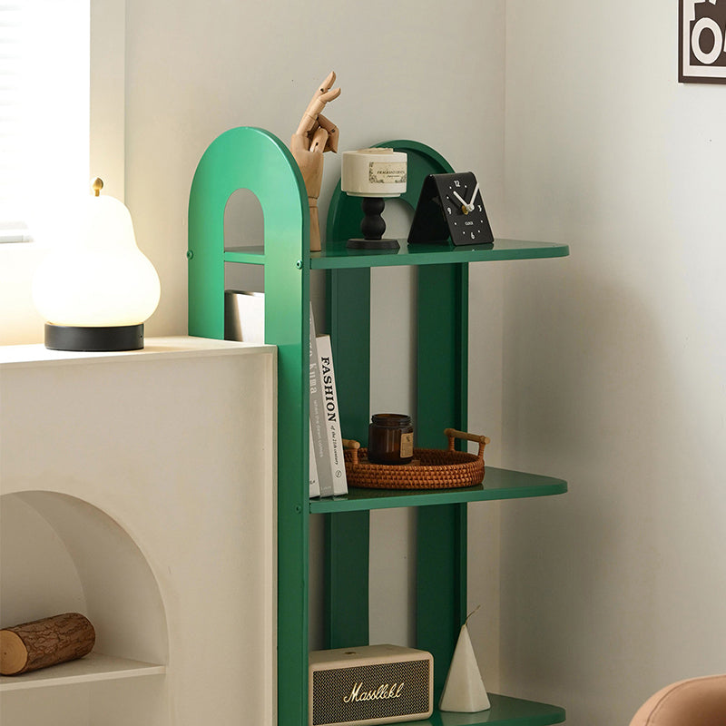 Modern Minimalist Carbon Steel Rounded Rectangular Storage Shelf With 4-Tier Corner Display Rack For Living Room