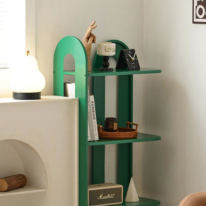 Modern Minimalist Carbon Steel Rounded Rectangular Storage Shelf With 4-Tier Corner Display Rack For Living Room