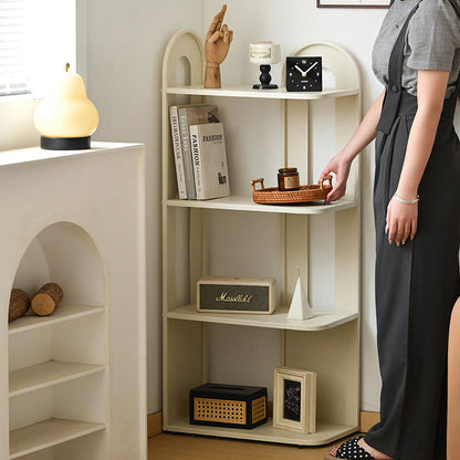 Modern Minimalist Carbon Steel Rounded Rectangular Storage Shelf With 4-Tier Corner Display Rack For Living Room