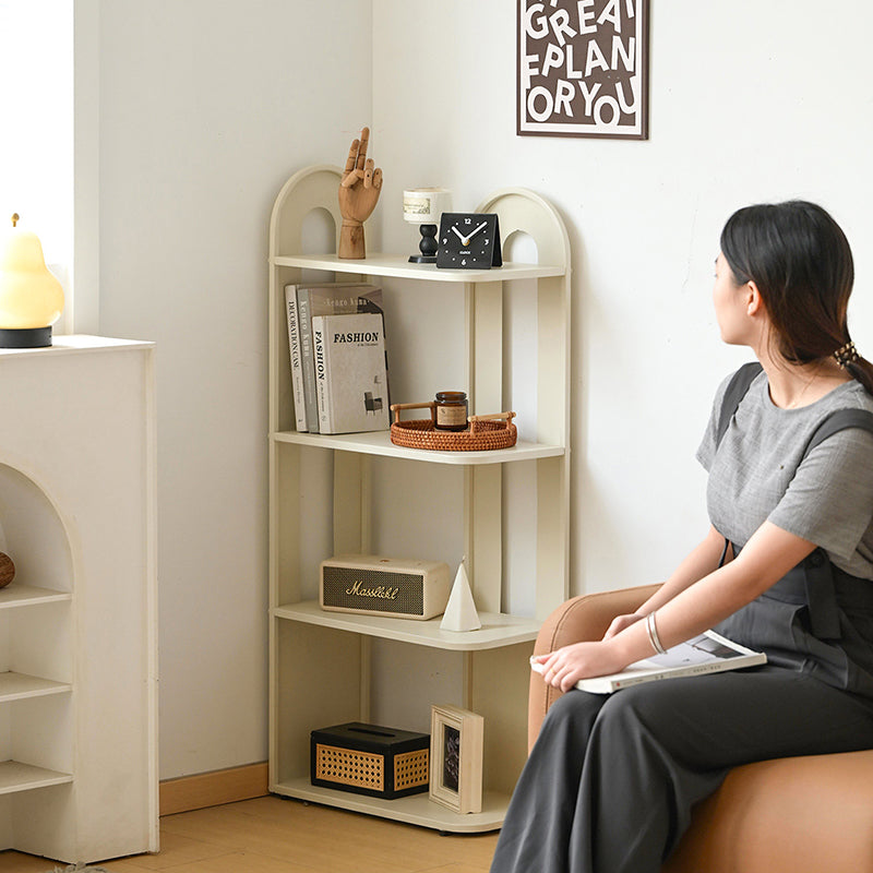 Modern Minimalist Carbon Steel Rounded Rectangular Storage Shelf With 4-Tier Corner Display Rack For Living Room