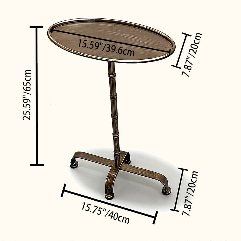 Contemporary Retro Iron Oval Side Table With Raised Edge For Living Room & Bedroom