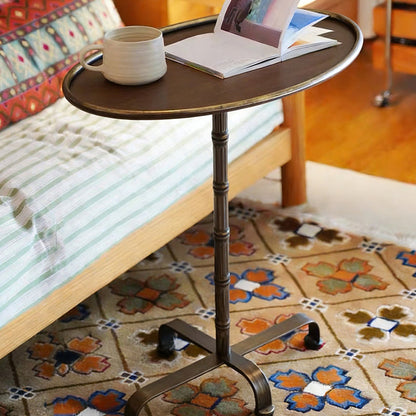 Contemporary Retro Iron Oval Side Table With Raised Edge For Living Room & Bedroom