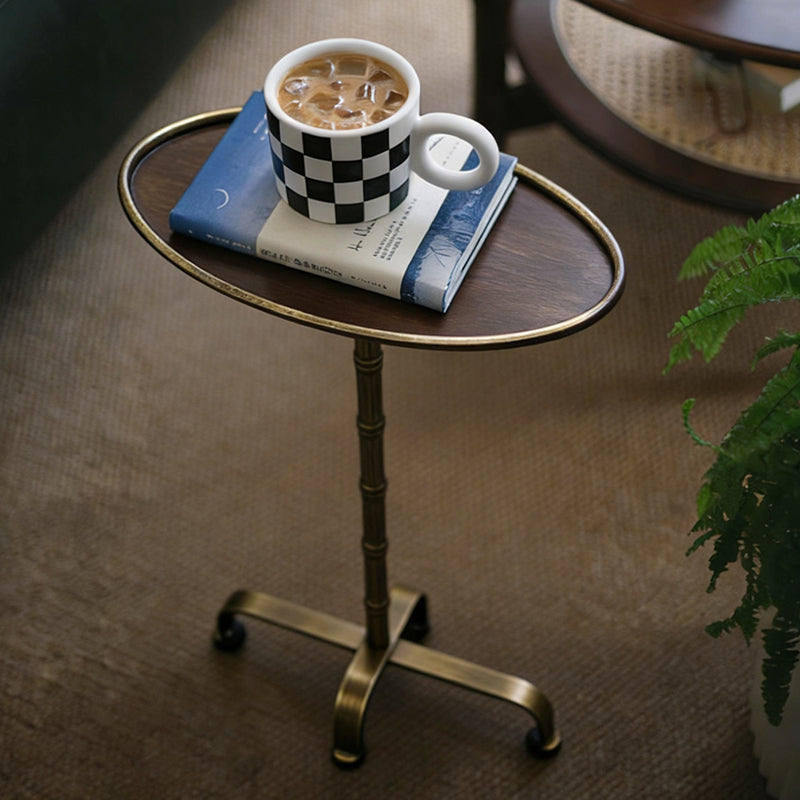 Contemporary Retro Iron Oval Side Table With Raised Edge For Living Room & Bedroom