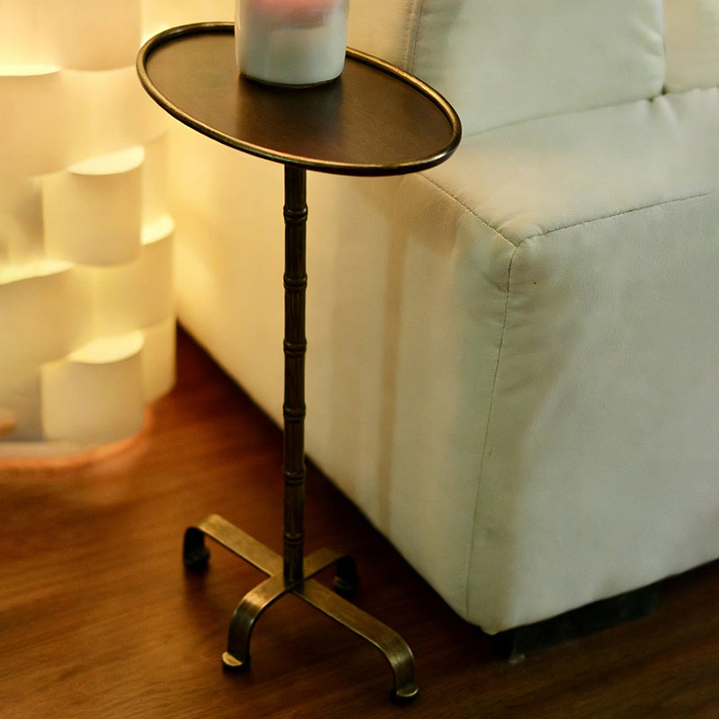 Contemporary Retro Iron Oval Side Table With Raised Edge For Living Room & Bedroom