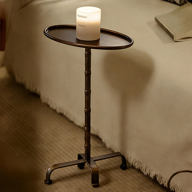 Contemporary Retro Iron Oval Side Table With Raised Edge For Living Room & Bedroom