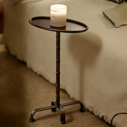 Contemporary Retro Iron Oval Side Table With Raised Edge For Living Room & Bedroom