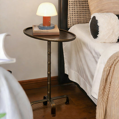 Contemporary Retro Iron Oval Side Table With Raised Edge For Living Room & Bedroom