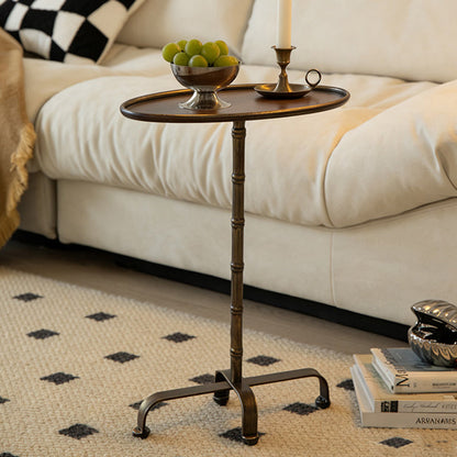 Contemporary Retro Iron Oval Side Table With Raised Edge For Living Room & Bedroom