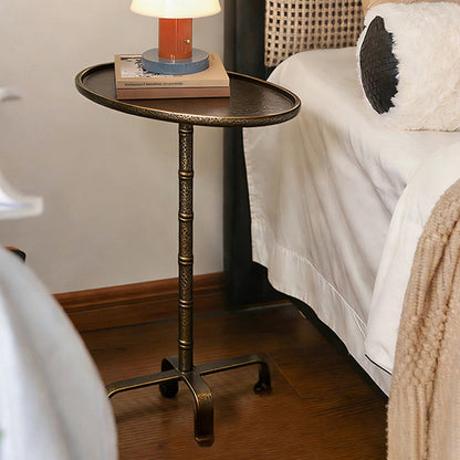 Contemporary Retro Iron Oval Side Table With Raised Edge For Living Room & Bedroom
