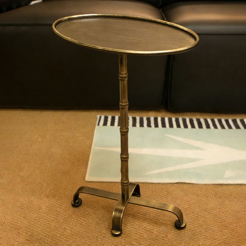 Contemporary Retro Iron Oval Side Table With Raised Edge For Living Room & Bedroom
