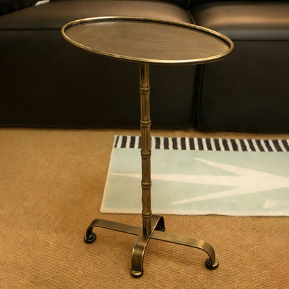 Contemporary Retro Iron Oval Side Table With Raised Edge For Living Room & Bedroom