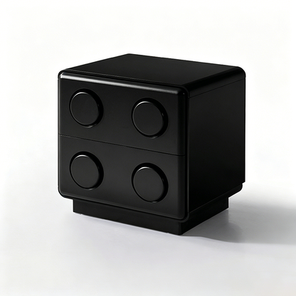 Contemporary Creative MDF Nightstand - Block-Inspired 2-Drawer Bedside Storage Cabinet With Rounded Edges & Built-in Knob Handles For Bedroom