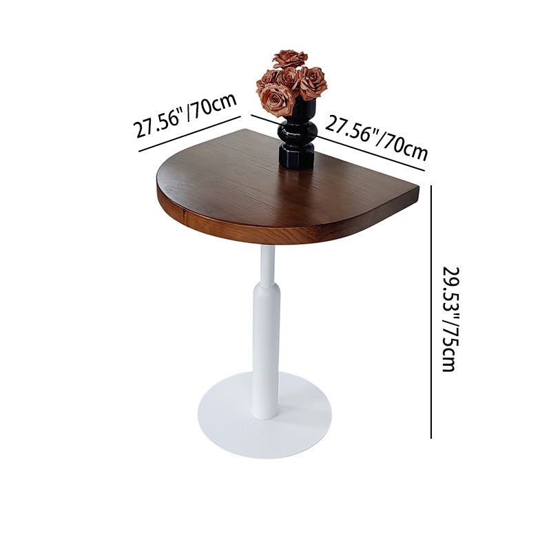 Traditional Vintage Solid Wood Semi-Circle Coffee Table With Metal Base For Living Room Wall Placement