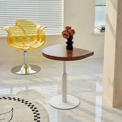 Traditional Vintage Solid Wood Semi-Circle Coffee Table With Metal Base For Living Room Wall Placement