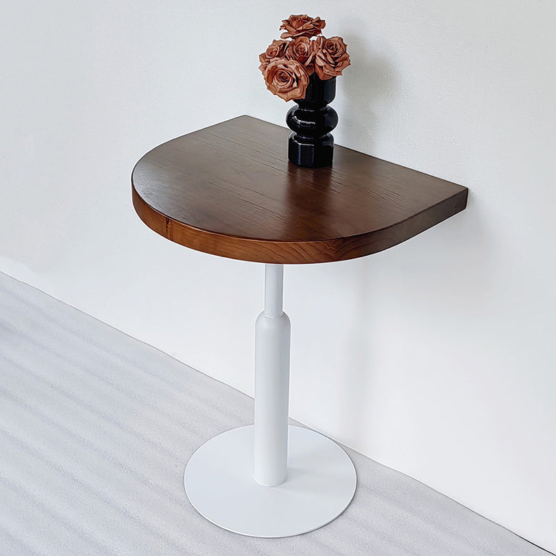 Traditional Vintage Solid Wood Semi-Circle Coffee Table With Metal Base For Living Room Wall Placement