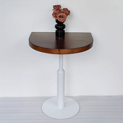 Traditional Vintage Solid Wood Semi-Circle Coffee Table With Metal Base For Living Room Wall Placement