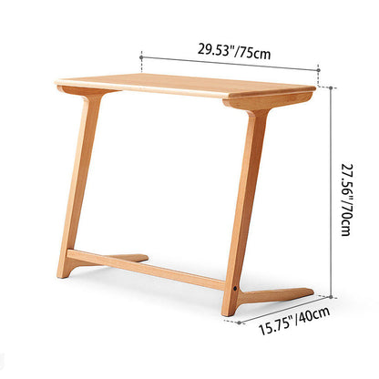 Modern Minimalist Solid Oak C-Shaped Side Table Space-Saving Sofa End Table For Living Room