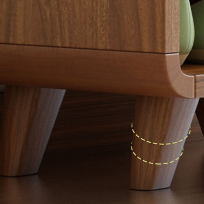 Contemporary Nordic Particleboard Plywood Rectangular Shoe Bench With 2-Tier Storage & Upholstered Cushion For Entryway