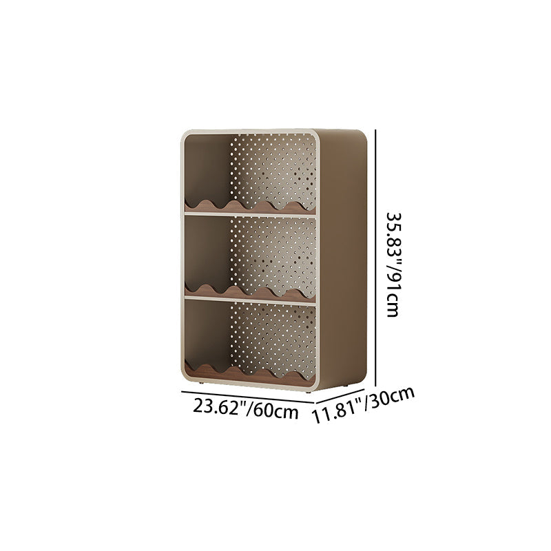 Contemporary Creative Iron & MDF Rectangular Rounded Corner Storage Shelf 3/4-Tier Open Organizer For Home Office Bedroom Window Desk