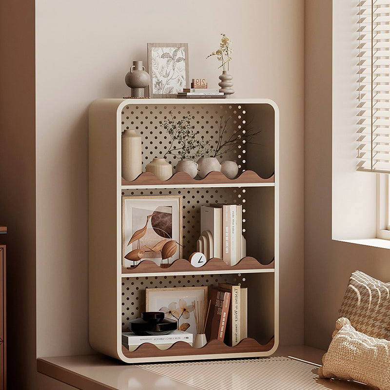 Contemporary Creative Iron & MDF Rectangular Rounded Corner Storage Shelf 3/4-Tier Open Organizer For Home Office Bedroom Window Desk
