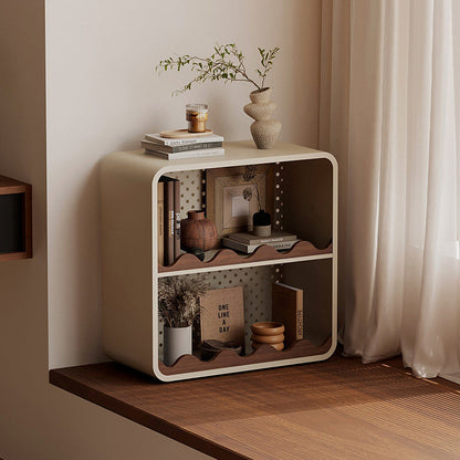 Contemporary Creative Iron & MDF Rectangular Rounded Corner Storage Shelf 3/4-Tier Open Organizer For Home Office Bedroom Window Desk