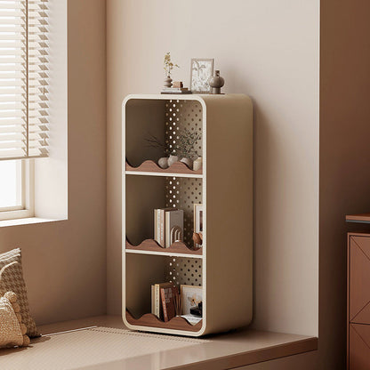 Contemporary Creative Iron & MDF Rectangular Rounded Corner Storage Shelf 3/4-Tier Open Organizer For Home Office Bedroom Window Desk