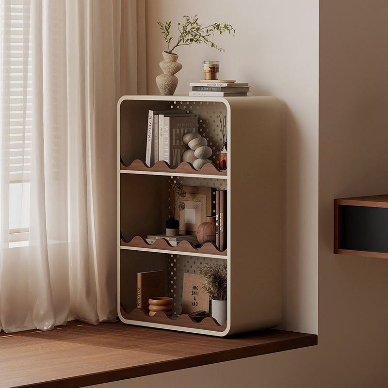Contemporary Creative Iron & MDF Rectangular Rounded Corner Storage Shelf 3/4-Tier Open Organizer For Home Office Bedroom Window Desk