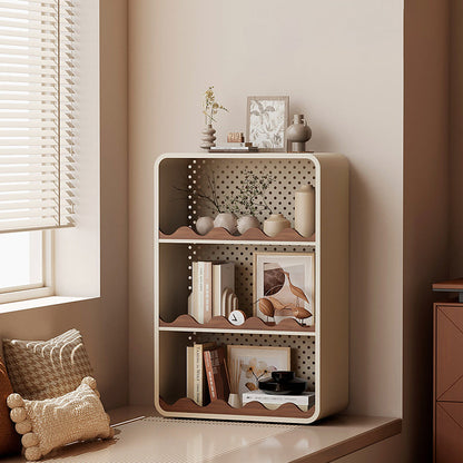 Contemporary Creative Iron & MDF Rectangular Rounded Corner Storage Shelf 3/4-Tier Open Organizer For Home Office Bedroom Window Desk