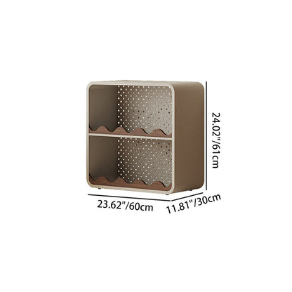 Contemporary Creative Iron & MDF Rectangular Rounded Corner Storage Shelf 3/4-Tier Open Organizer For Home Office Bedroom Window Desk