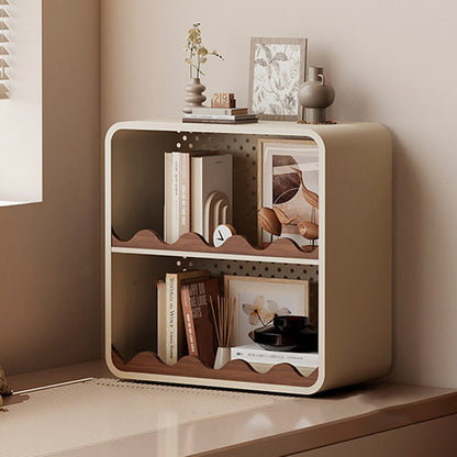 Contemporary Creative Iron & MDF Rectangular Rounded Corner Storage Shelf 3/4-Tier Open Organizer For Home Office Bedroom Window Desk