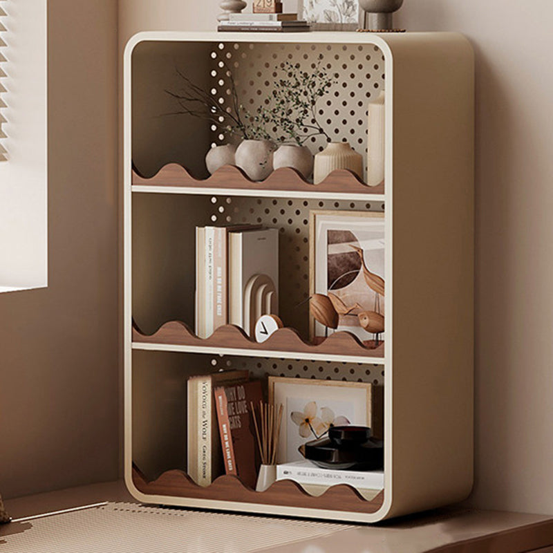 Contemporary Creative Iron & MDF Rectangular Rounded Corner Storage Shelf 3/4-Tier Open Organizer For Home Office Bedroom Window Desk