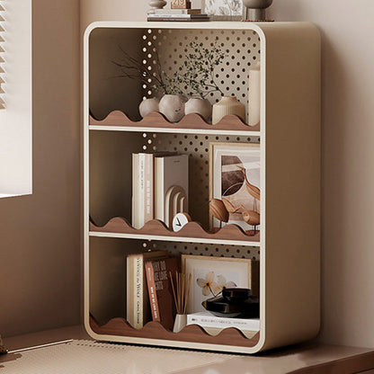 Contemporary Creative Iron & MDF Rectangular Rounded Corner Storage Shelf 3/4-Tier Open Organizer For Home Office Bedroom Window Desk