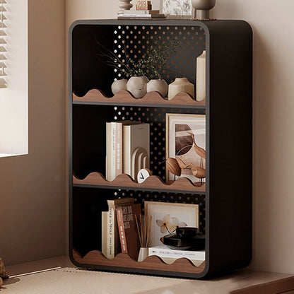 Contemporary Creative Iron & MDF Rectangular Rounded Corner Storage Shelf 3/4-Tier Open Organizer For Home Office Bedroom Window Desk
