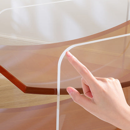 Modern Minimalist Acrylic Double U Side Table 2-Tier Open Shelving For Living Room Bedroom Balcony